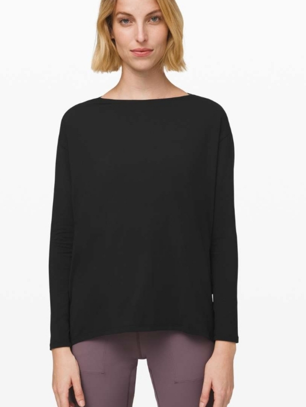 Lululemon Back In Action Long Sleeve Shirt Nulu Black Relaxed Fit Size 10